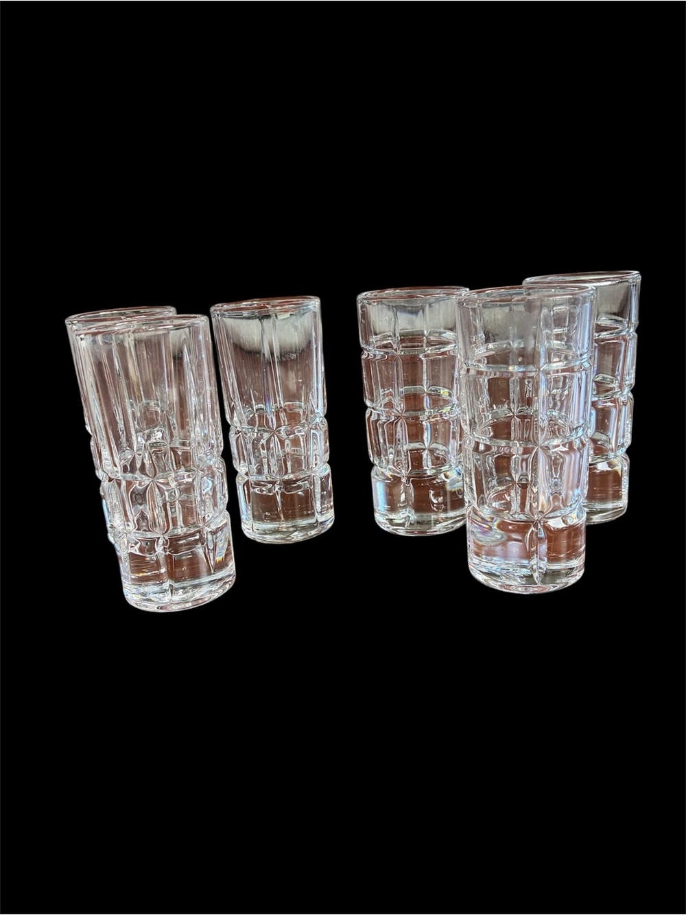 Textured Clear Glass Shot Tumblers - Set of 6